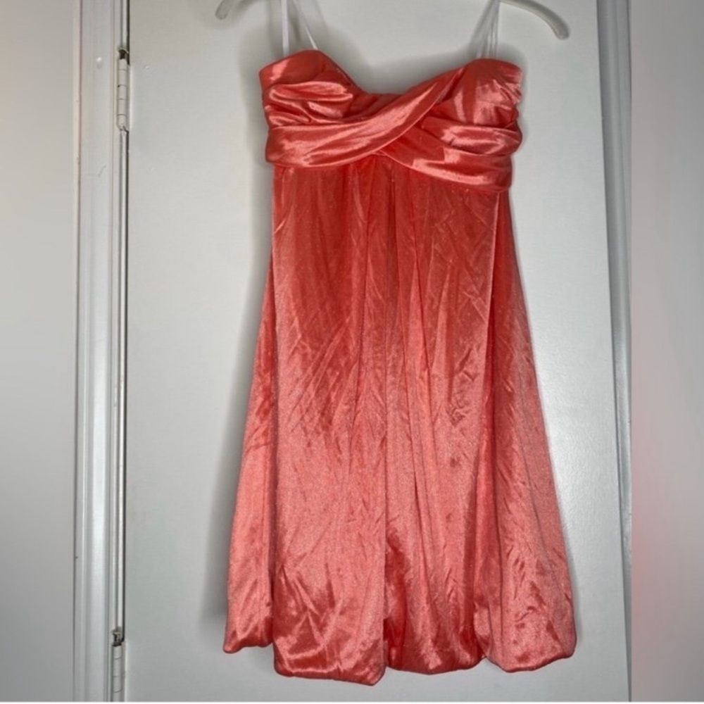 BNWT Jump Apparel Salmon Glitter Bubble Strapless Mini Dress Juniors 5/6
